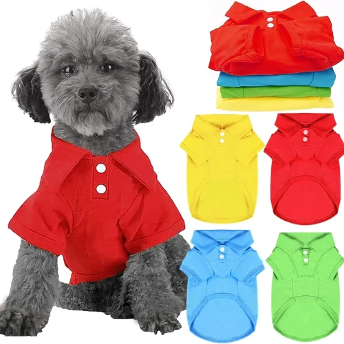 4-Pack Collared Polo Dog Shirts – Breathable