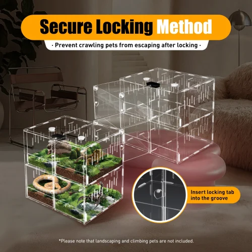 Acrylic Pet Box 4 Grids Reptile